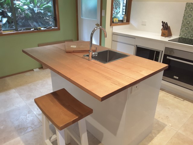 Timber Kitchen Bench-top with stool